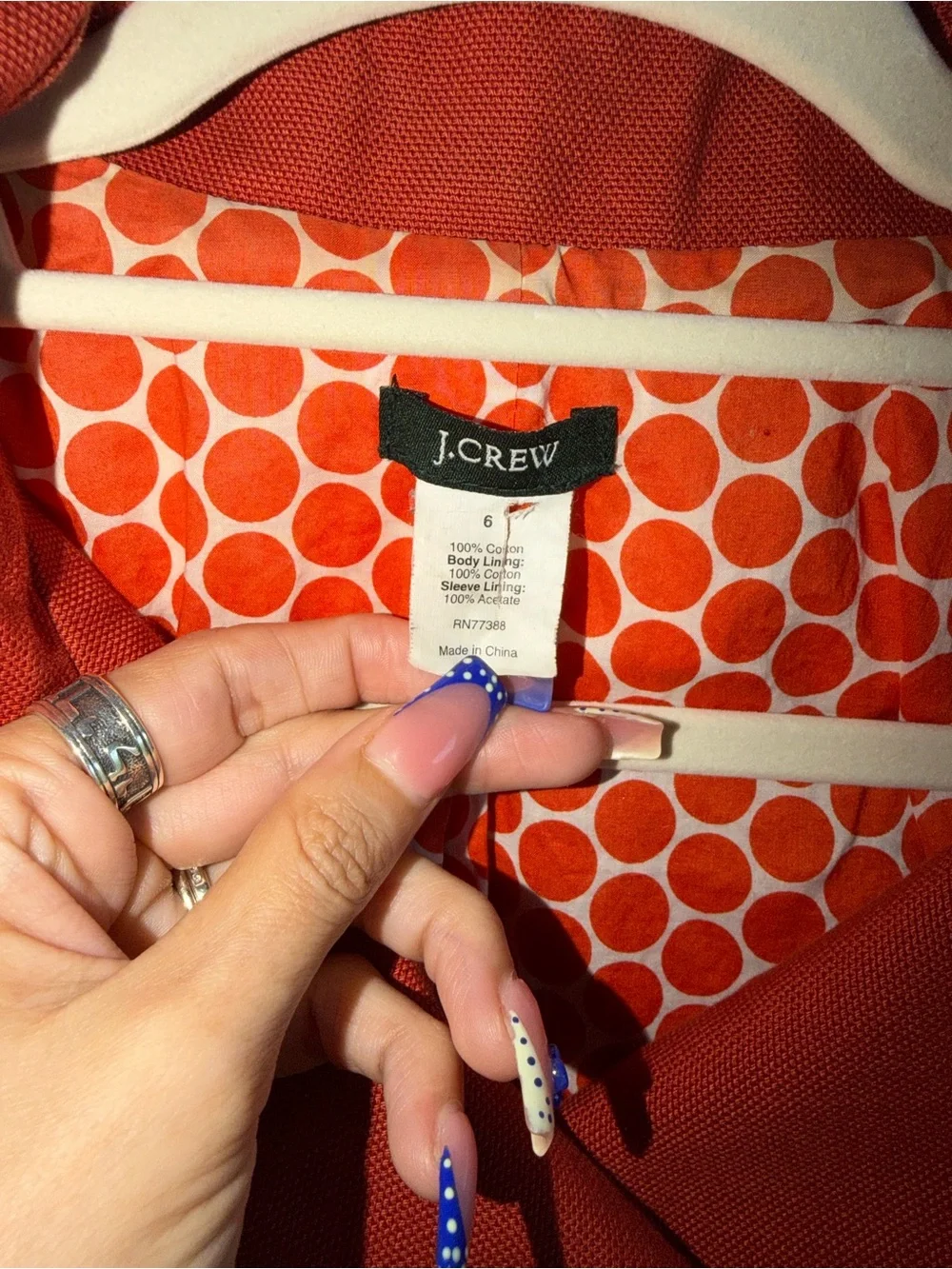 J.Crew Cropped Peacoat Jacket Size 6 Red Orange Cotton Double Breasted Preppy - Picture 4 of 6